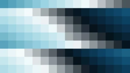 Mosaico de píxeles en tonos teal y oscuro con barrido diagonal, imagen still VJ para escenario de iglesia