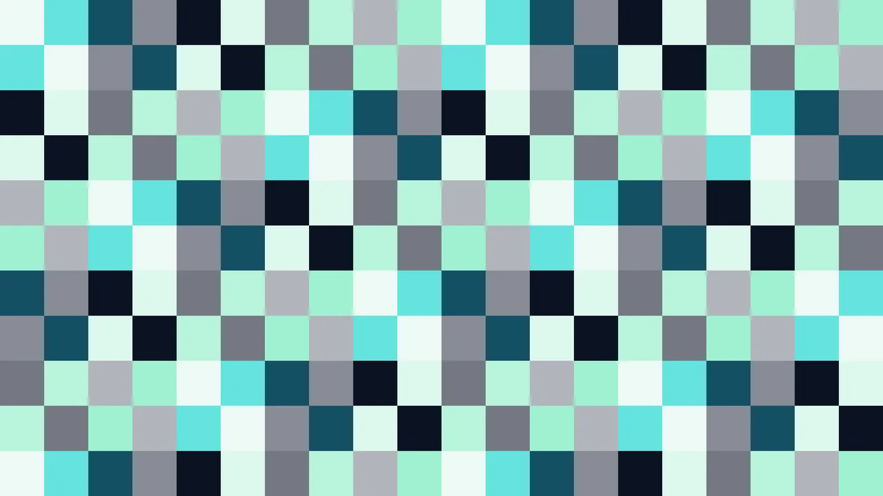 Imagen Still de Mosaico de Píxeles Teal y Aguamarina Claro en Damero | Fondo JPG 4K