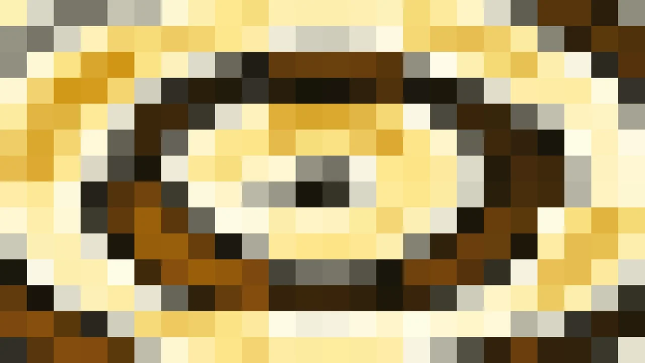 Imagen Still de Mosaico Denso de Píxeles Amarillo Mantequilla y Terracota en Efecto Lente | Fondo JPG 4K