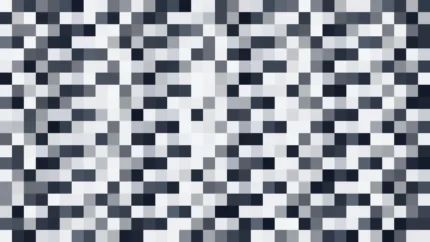 Mosaico denso de píxeles en tonos azul y cobalto con destellos, imagen still VJ para escenario de iglesia