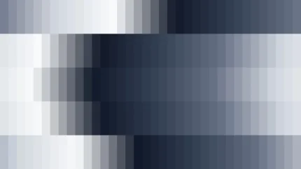 Mosaico denso de píxeles en tonos azul y marino con columnas, imagen still VJ para escenario de iglesia