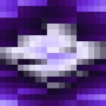 Mosaico denso de píxeles en tonos azul y violeta con rombos, imagen still VJ para escenario de iglesia