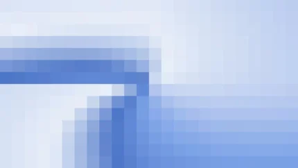 Mosaico denso de píxeles en tonos azul con molinete, imagen still VJ para escenario de iglesia