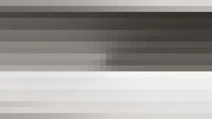 Mosaico denso de píxeles en tonos negro y gris con bandas horizontales, imagen still VJ para escenario de iglesia