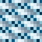 Mosaico denso de píxeles en tonos teal y celeste con damero, imagen still VJ para escenario de iglesia