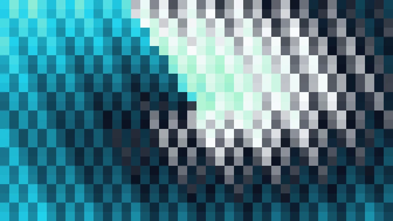 Imagen Still de Mosaico Denso de Píxeles Teal y Aguamarina Claro en Órbitas | Fondo JPG 4K