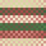 Mosaico denso de píxeles en tonos verde y rojo, imagen still VJ para escenario de iglesia