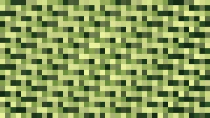 Mosaico denso de píxeles en tonos verde y lima, imagen still VJ para escenario de iglesia