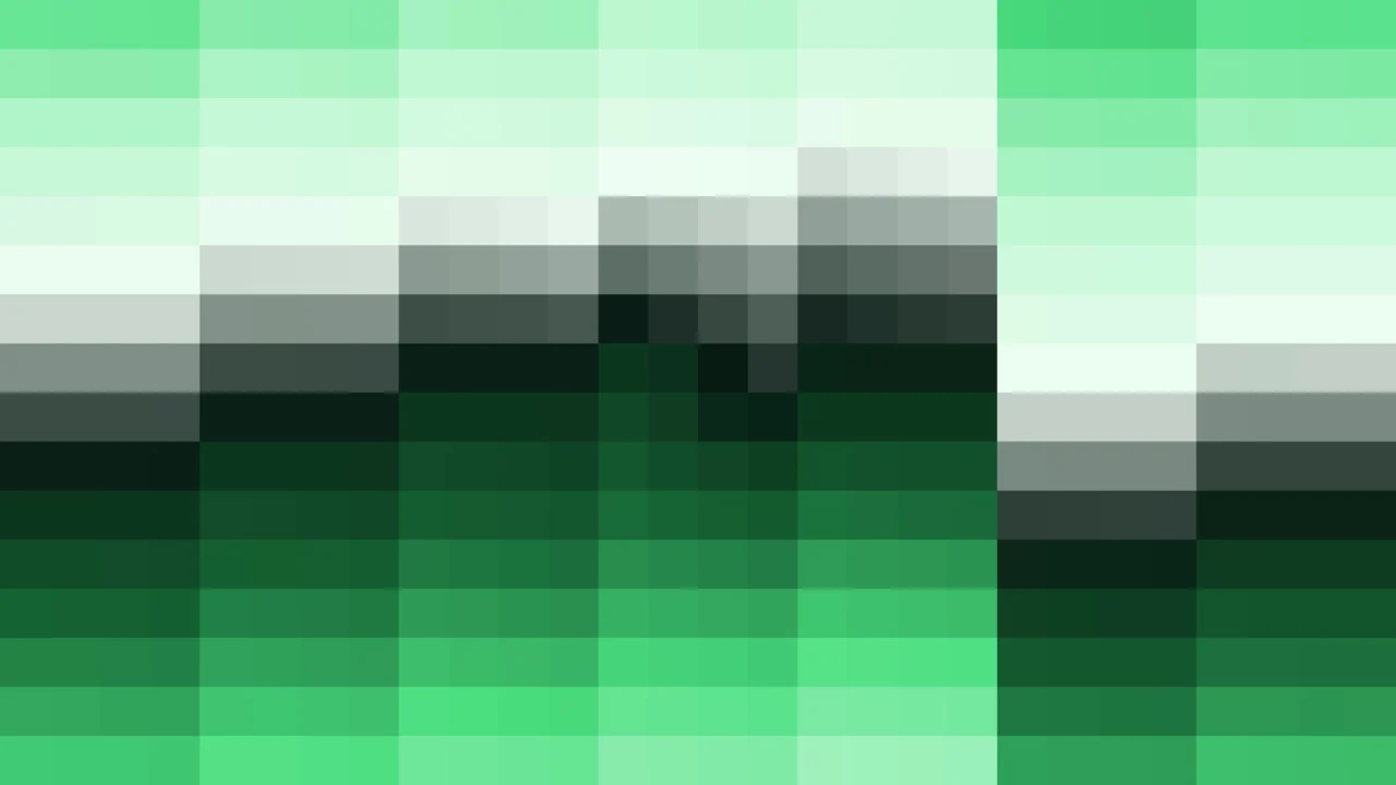 Imagen Still de Mosaico Denso de Píxeles Verde Menta y Verde en Bandas Horizontales | Fondo JPG 4K