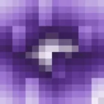 Mosaico denso de píxeles en tonos violeta con rombos, imagen still VJ para escenario de iglesia