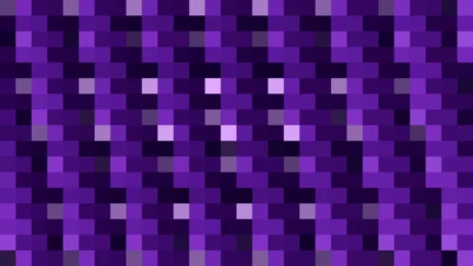 Mosaico denso de píxeles en tonos violeta, imagen still VJ para escenario de iglesia