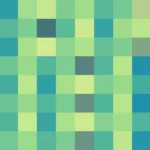 Píxeles en tonos verde y turquesa, imagen still VJ para escenario de iglesia
