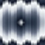 Trama de micro píxeles en tonos azul y marino con ondas concéntricas, imagen still VJ para escenario de iglesia