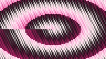 Trama de micro píxeles en tonos magenta con túnel, imagen still VJ para escenario de iglesia