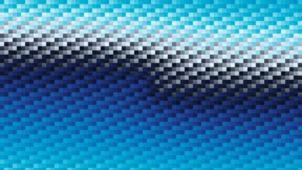 Trama de micro píxeles en tonos teal y azul con barrido vertical, imagen still VJ para escenario de iglesia