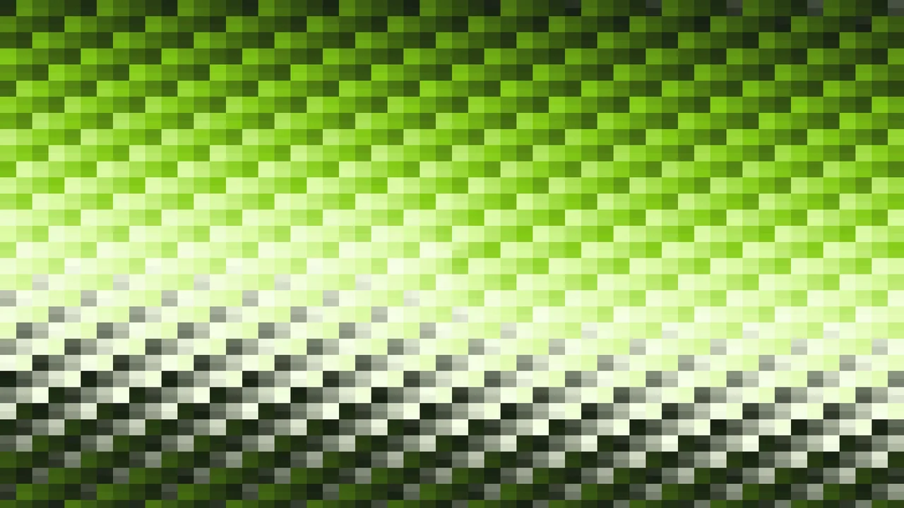 Imagen Still de Trama de Micro-Píxeles Verde Lima y Verde Oliva en Bandas Horizontales | Fondo JPG 4K