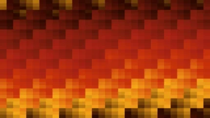 Trama fina de píxeles en tonos amarillo y rojo con barrido vertical, imagen still VJ para escenario de iglesia