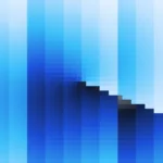 Trama fina de píxeles en tonos azul y teal con órbitas, imagen still VJ para escenario de iglesia