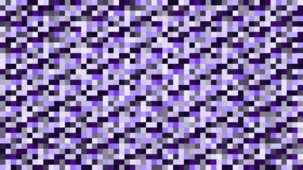 Trama fina de píxeles en tonos azul y violeta con destellos, imagen still VJ para escenario de iglesia