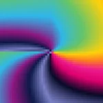 Trama fina de píxeles en tonos magenta y amarillo con molinete, imagen still VJ para escenario de iglesia