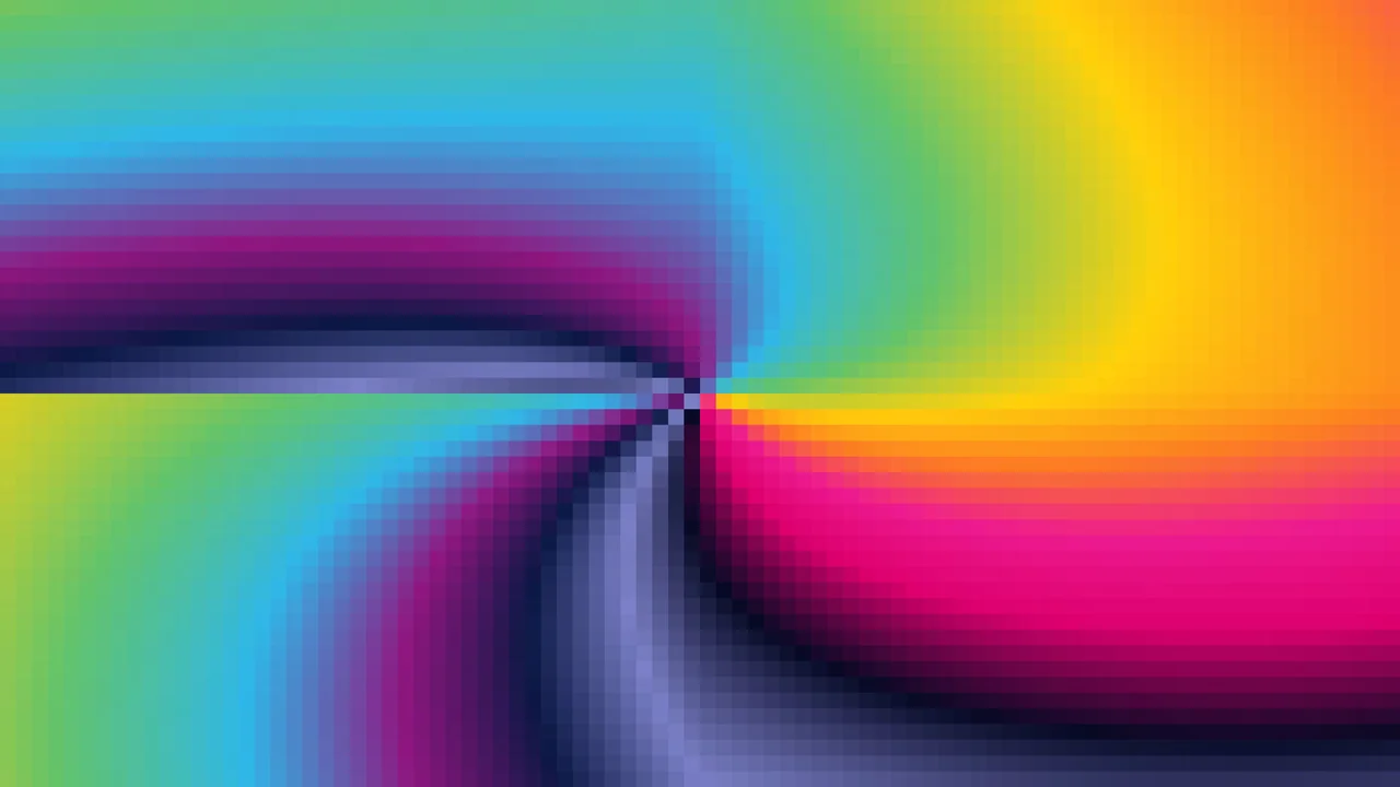 Imagen Still de Trama Fina de Píxeles Magenta Oscuro y Amarillo Dorado en Molinete | Fondo JPG 4K