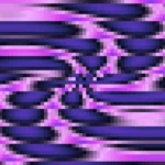 Trama fina de píxeles en tonos púrpura y violeta con caleidoscopio, imagen still VJ para escenario de iglesia