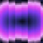 Trama fina de píxeles en tonos púrpura y violeta con ondas concéntricas, imagen still VJ para escenario de iglesia