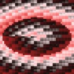 Trama fina de píxeles en tonos rojo con túnel, imagen still VJ para escenario de iglesia