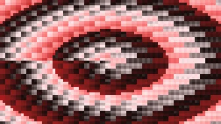 Trama fina de píxeles en tonos rojo con túnel, imagen still VJ para escenario de iglesia
