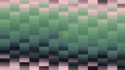 Trama fina de píxeles en tonos rojo y verde con barrido vertical, imagen still VJ para escenario de iglesia