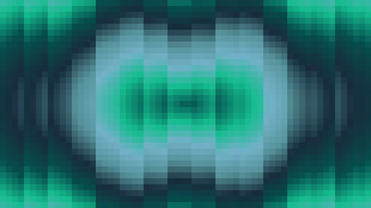Imagen Still de Trama Fina de Píxeles Verde Azulado Oscuro y Azul Marino en Ondas Concéntricas | Fondo JPG 4K