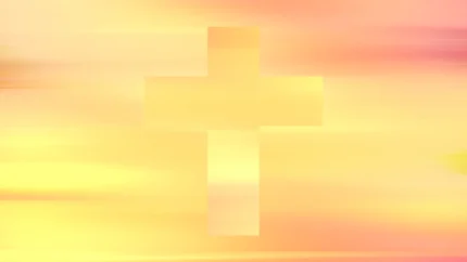 Sunrise Serene - Golden Cross Still — fondo abstracto horizontal dorado, naranja