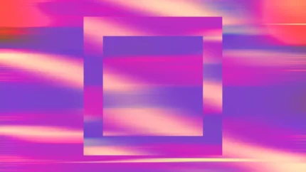 Vaporwave Velocity - Square Outline Still — fondo abstracto horizontal magenta, violeta