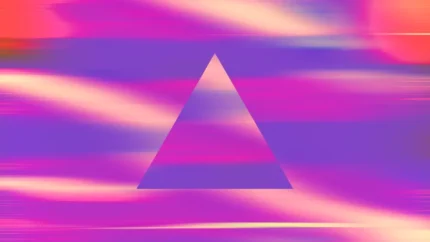 Vaporwave Velocity - Triangular Shift Still — fondo abstracto horizontal magenta, violeta