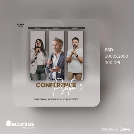 Modern Worship Conference Template | Minimalist 1:1 Social Media Style Canva — mockup, 1:1