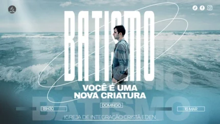 Fundo de Batismo para Igrejas Design Moderno Editável | Azul Contemporâneo 16:9 Tela Photoshop — miniatura, 16:9