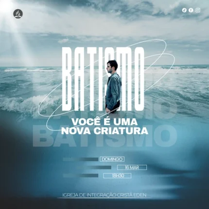 modelo para batismo para Igrejas com Design Moderno | Estilo Azul Elegante 1:1 para Redes Canva — miniatura, 1:1