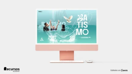 Fundo de Batismo Água-marinha | Tema Moderno 16:9 para Projetor Photoshop — mockup, 16:9