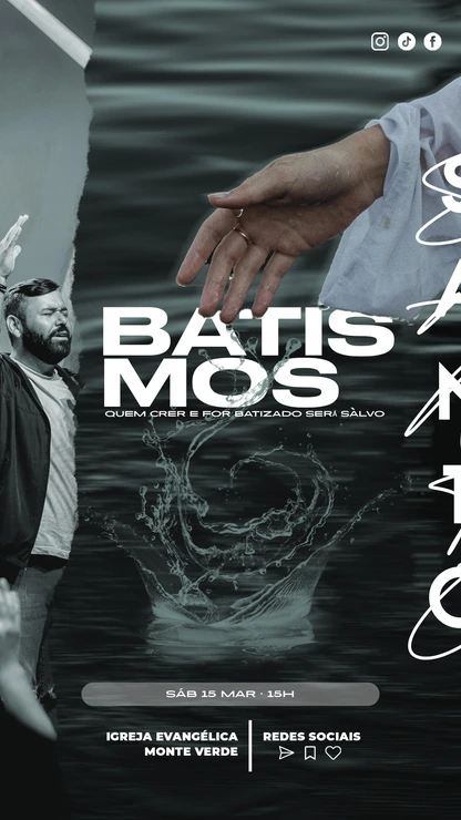 Modelo de batismo editável para igrejas | Stories vertical azul em PSD