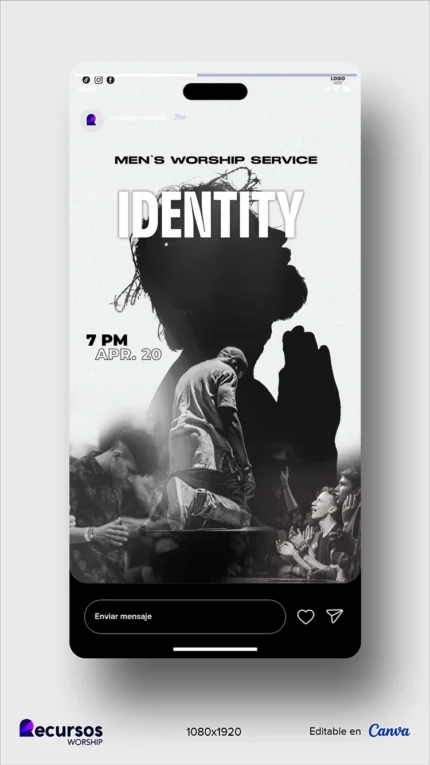 Editable worship template preview, 9:16