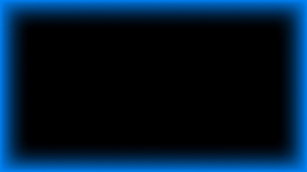 Marco rectangular luminoso neón azul eléctrico con centro negro para pantalla de iglesia