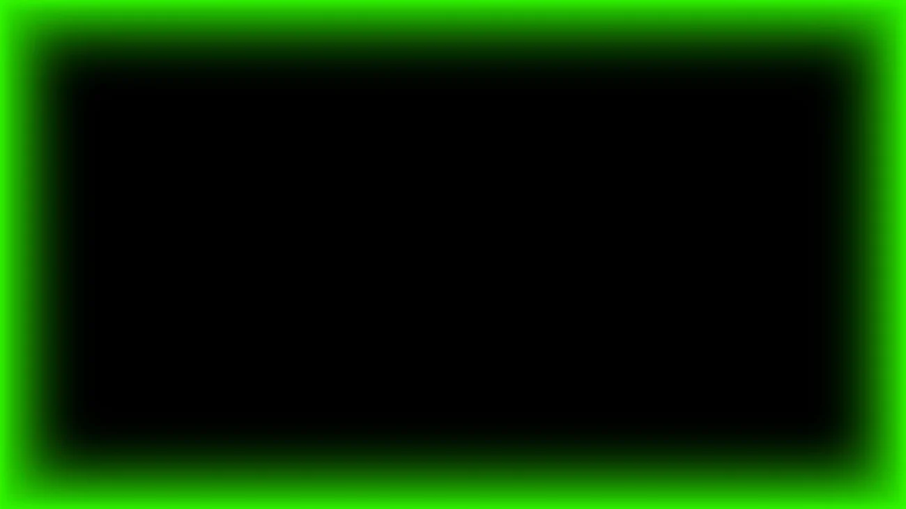 Marco rectangular luminoso neón verde lima con centro negro para pantalla de iglesia