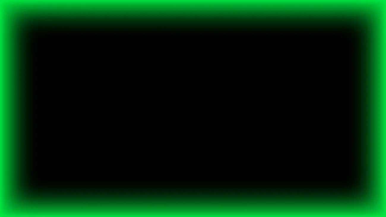 Marco rectangular luminoso neón verde esmeralda con centro negro para pantalla de iglesia