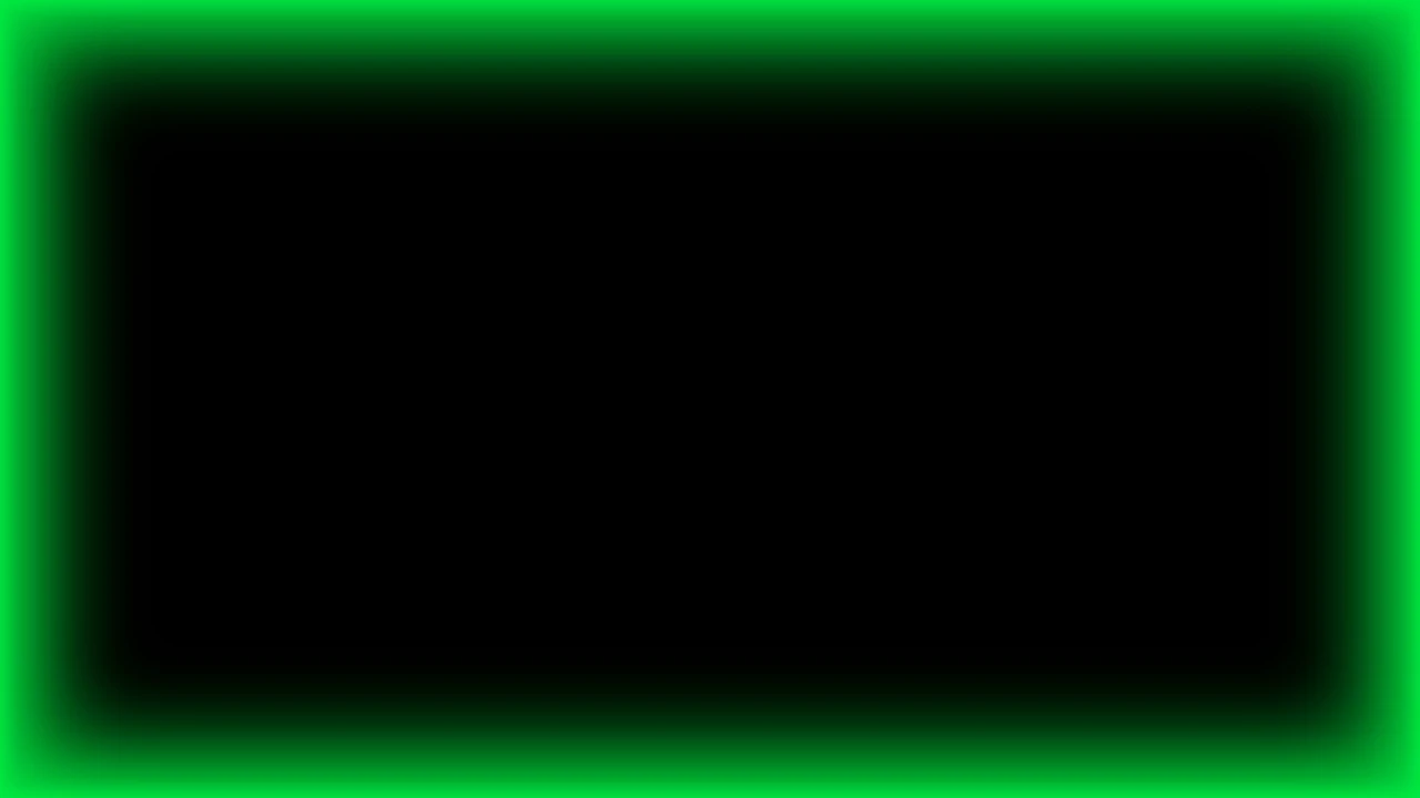 Borde Neón Verde Esmeralda | Fondo Animado con Marco Luminoso para Proyección y Alabanza en Iglesia Imagen fija de un marco neón verde esmeralda con centro negro para proyección de iglesia