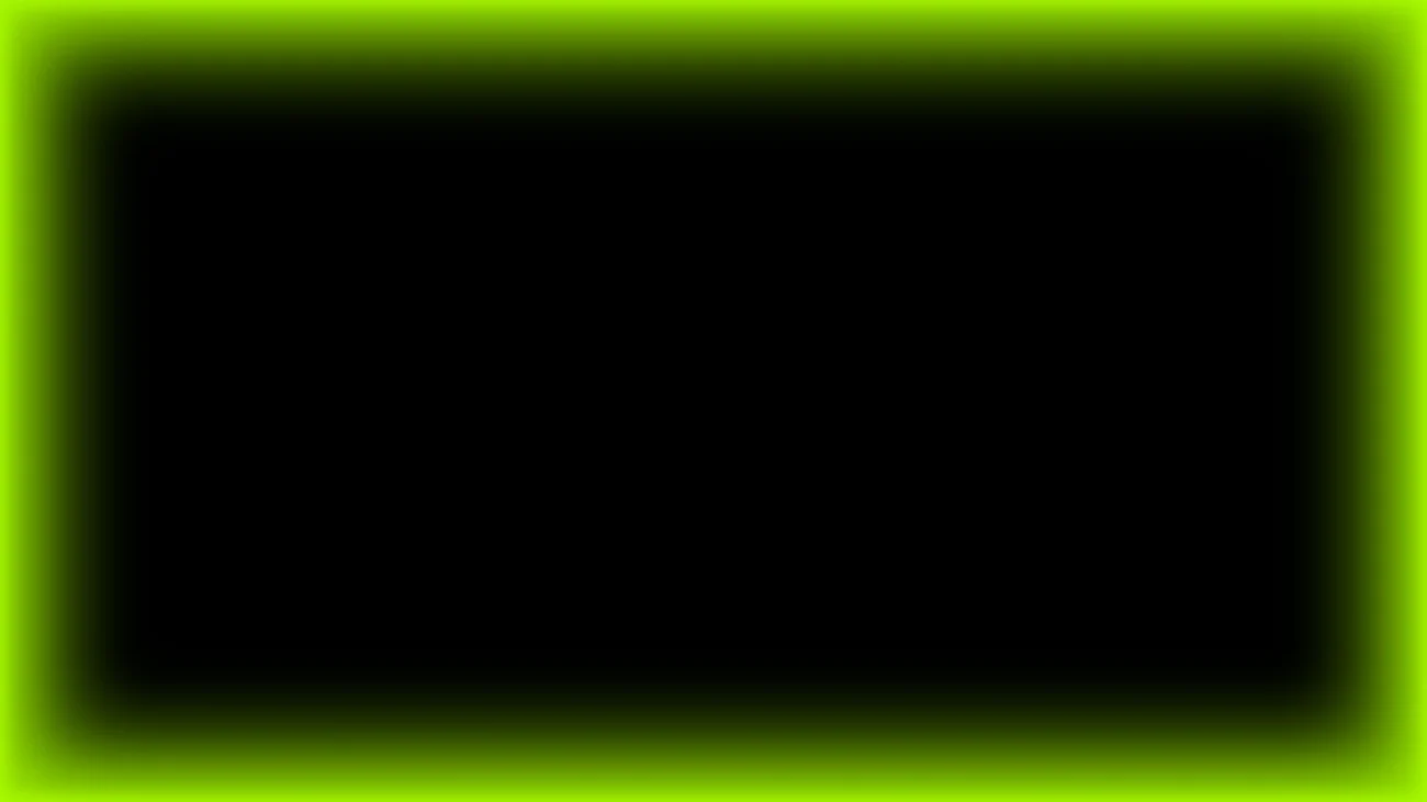 Marco rectangular luminoso neón verde chartreuse con centro negro para pantalla de iglesia