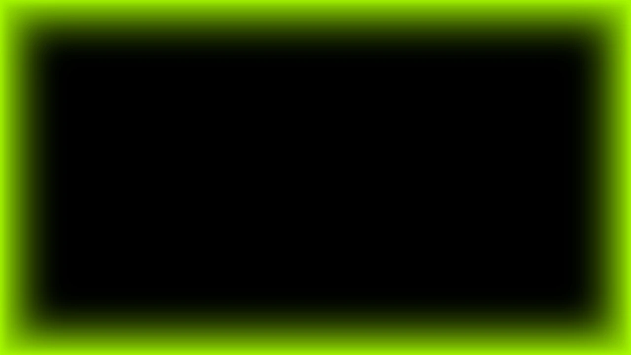 Borde Neón Verde Chartreuse | Fondo Animado con Marco Luminoso para Proyección y Alabanza en Iglesia Imagen fija de un marco neón verde chartreuse con centro negro para proyección de iglesia