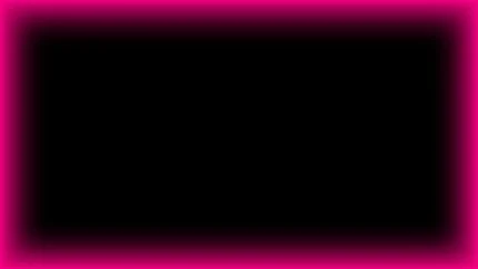 Marco rectangular luminoso neón fucsia con centro negro para pantalla de iglesia
