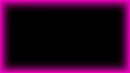 Marco rectangular luminoso neón magenta con centro negro para pantalla de iglesia