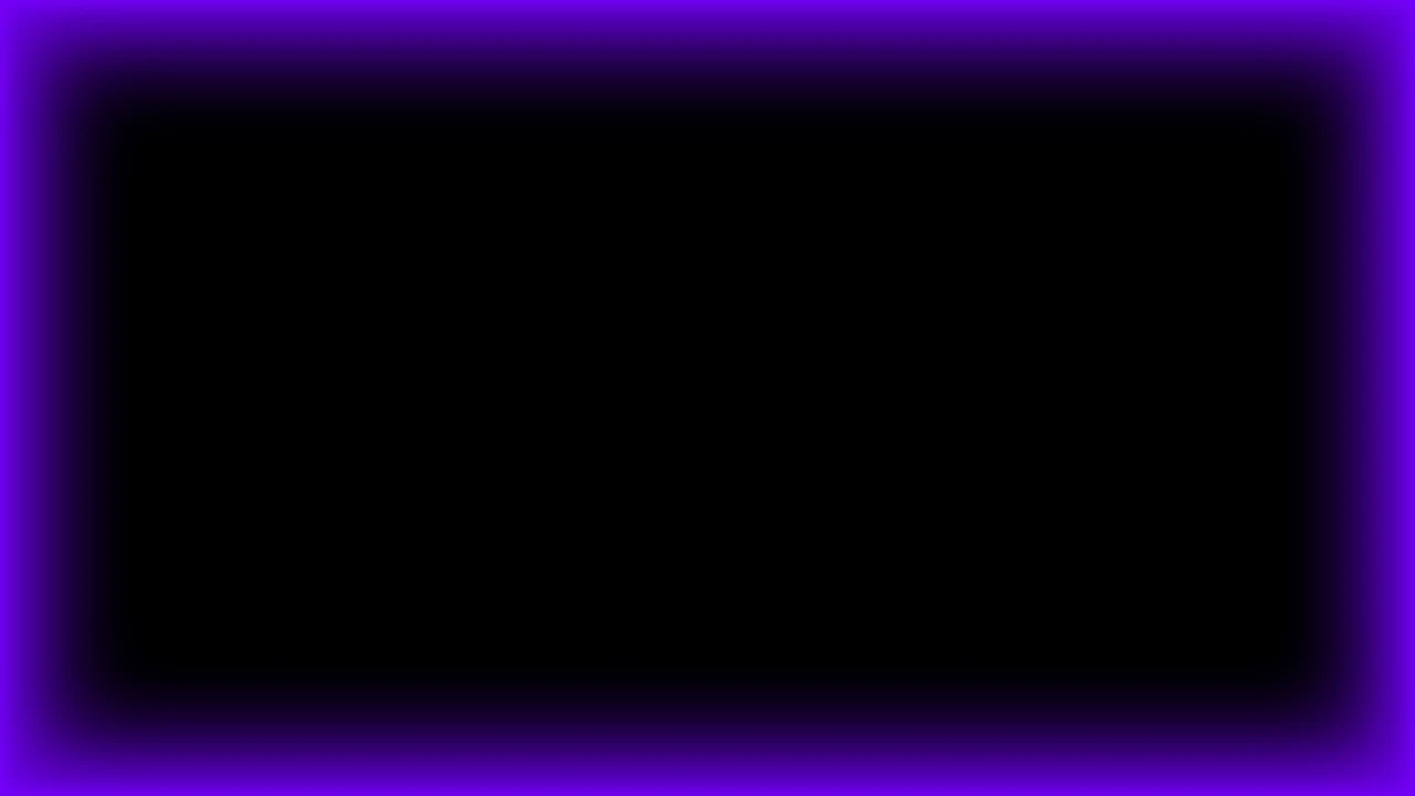 Borde Neón Violeta | Fondo Animado con Marco Luminoso para Proyección y Alabanza en Iglesia Imagen fija de un marco neón violeta con centro negro para proyección de iglesia