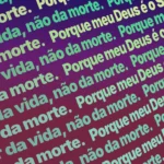 Imagem fixa Orquídea Ultravioleta Ticker com texto incorporado para projeção na igreja